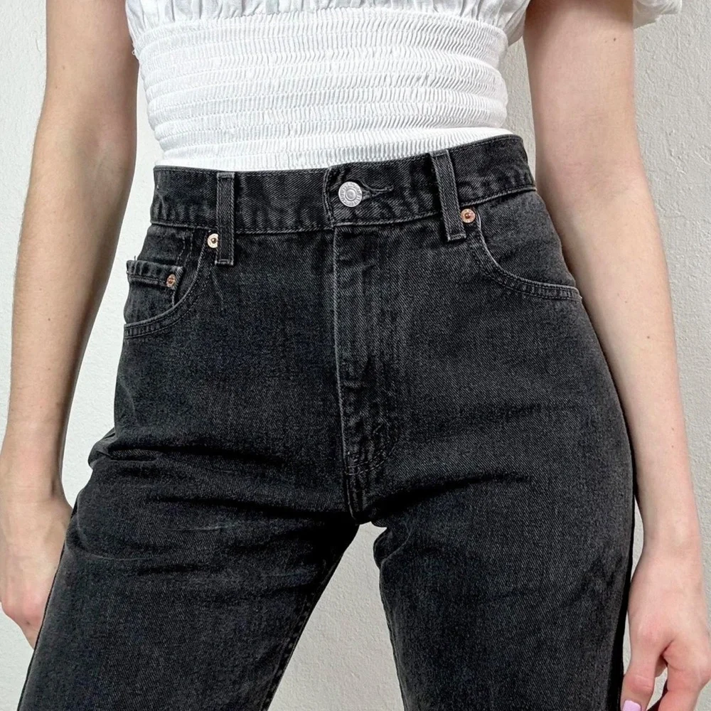 VINTAGE SLIM STRAIGHT Faded Black Jeans Size 24
